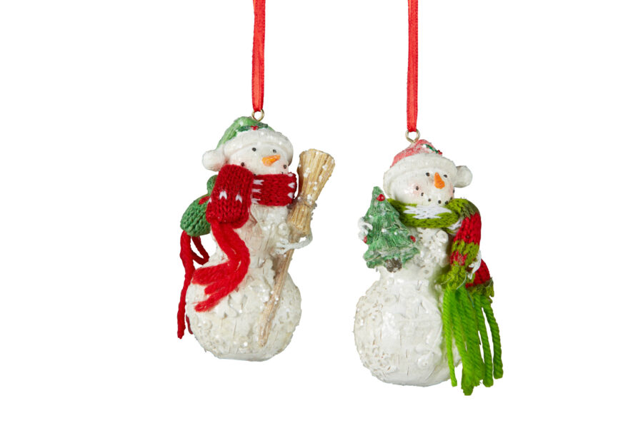 Snowman Hanging Decos 10cm S/2